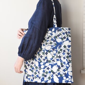 ajisai ハンドプリントエコバッグ blueの画像