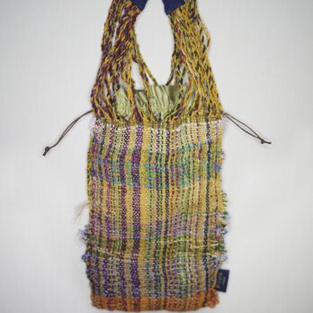 ◆SALE◆手織り　より編みバッグ/巾着付の画像
