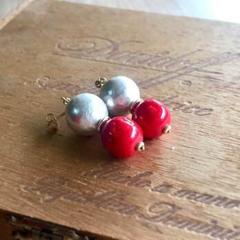 Vintage paper pearl ｘVintage beads　ピアス　<a021-ear>の画像