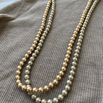 Pearls Long Necklaces 8ｍｍシルキーベージュパールロングネックレス80ｃｍの画像