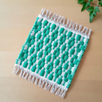【手織り】ローゼンゴン織のコースター(グリーン)の画像