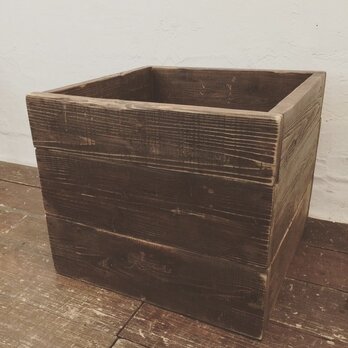 数量限定　M-BOX-PB　古材　収納　ボックス　植木鉢　プランターボックス　椅子　ベンチ　木箱　ウッドボックスの画像