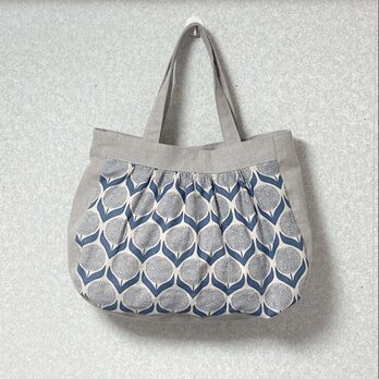 北欧フラワーとリネンのギャザーバッグ