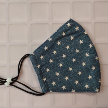 Wガーゼ♪星柄ネイビー☆立体マスク