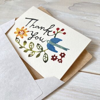 封筒付きミニカード「Thank you」・型染めの画像