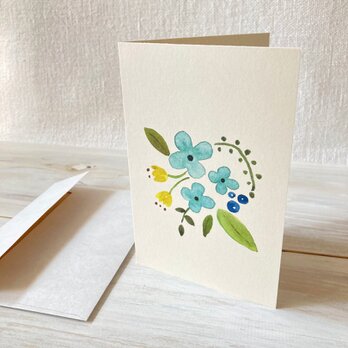 封筒付きグリーティングカード「小さな花束」・水彩の画像