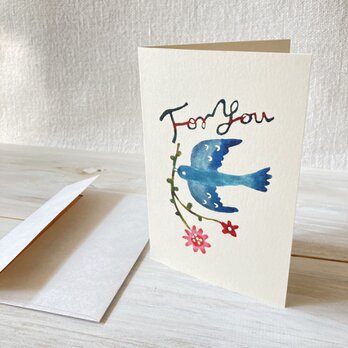封筒付きグリーティングカード「鳥の贈り物」・型染めの画像