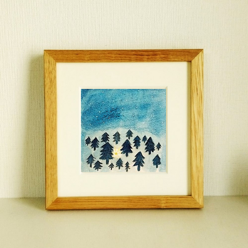 原画「聖なる夜に」※木製額縁入り（18×18㎝フレーム）の画像