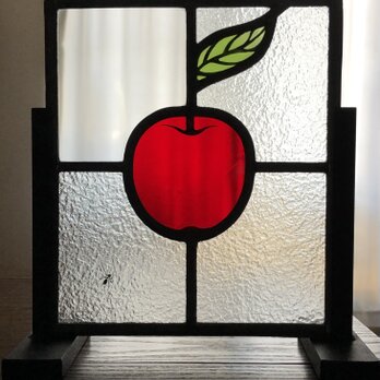 りんごのステンドグラスー3面磨りガラスの画像