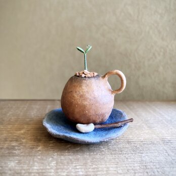 6239.bud 粘土の鉢植え マグカップ&ソーサーの画像