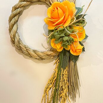 sold out【ClayArt】eternal flowerで綴るお正月〜ビタミンカラーのRoseしめ縄飾りの画像