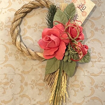 ちょこっとリニューアル【ClayArt】eternal flowerで綴るお正月〜ローズで飾るしめ縄飾りの画像