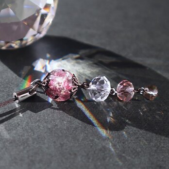 携帯ストラップ ほたる玉 光る ホタルガラス アクセサリー 琉球 沖縄 お土産 おすすめ 人気 かわいい お守り ピンクの画像