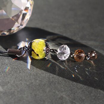 携帯ストラップ ほたる玉 光る ホタルガラス アクセサリー 琉球 沖縄 お土産 おすすめ 人気 かわいい お守り イエローの画像