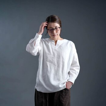 【wafu】Linen Top カフス袖のトップス / 白色 t027b-wht1の画像