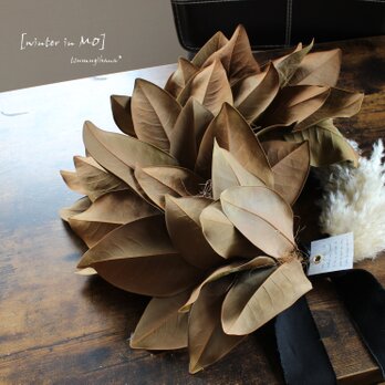 「ミズーリ州の冬」wreath　　タイサンボクとパンパスグラスのリース　　ドライフラワーリース　パンパス