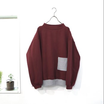 high neck rib pocket cut-sew (bordeaux)の画像