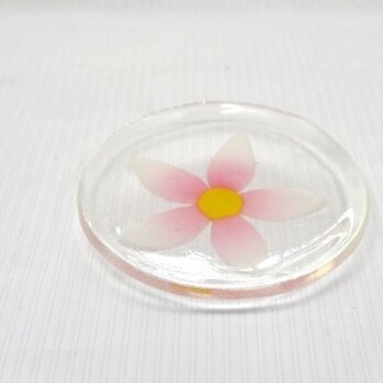 豆皿　ピンク色の花の画像