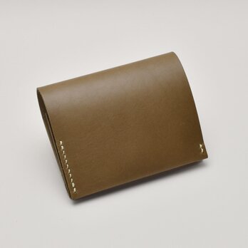 バケッタレザーの二つ折り財布　＃カーキグレー【受注製作】の画像