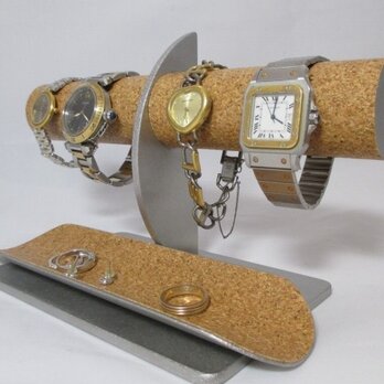腕時計スタンド　腕時計スタンド 手作り　腕時計スタンド 4本　腕時計スタンド かわいい　トレイ付き4本掛け腕時計スタンド　の画像