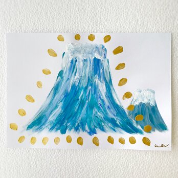「2つの富士山」　アクリル画　絵画　アート　抽象画　ラメの画像