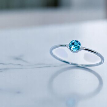 【Ring】爽やかに輝く、ライトターコイズの華奢リング　10号&13号　金具の色が選べますの画像