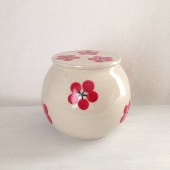 白磁紅梅蓋物