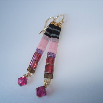 Colorful beaded earrings --Orchid--の画像