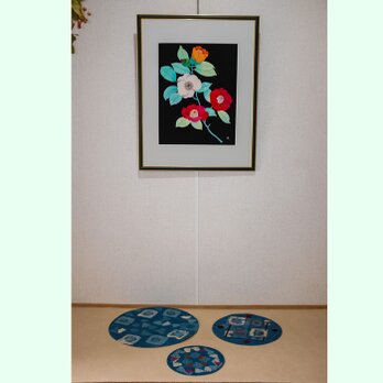 染めアート　植物シリーズ　藪椿の画像