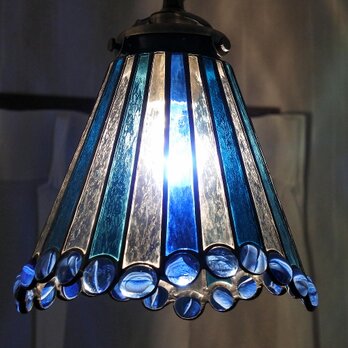 青いリボンのドレスランプ シンデレラ  ステンドグラス 照明 ランプ ペンダントの画像