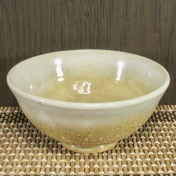 陶器 ご飯茶碗（大）薄茶〜黄＋白【220103】の画像