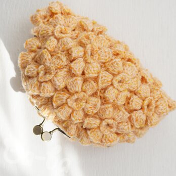 ばあば作、ポピーパフ編みのがま口（orange poppy・C1520）の画像