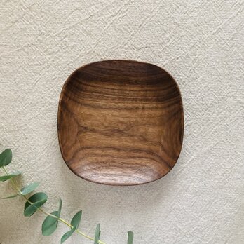 木のカクマル皿（ウォールナット）#KD-BW-06の画像