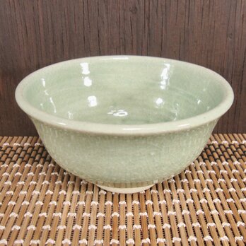 陶器 ご飯茶碗（中）うす緑【220115】の画像