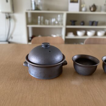 黒釉土鍋