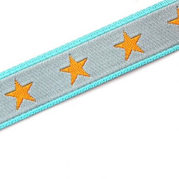 ドイツ FB社 刺繍リボン 1m スター グレーXイエロー407　星の画像