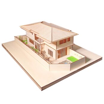 【模型製作】 木製ミニチュア オーダーメイド完成品 〈庭付き一軒家〉の画像