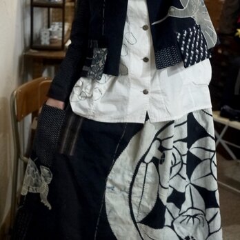 古布羽織とギャザースカートのセットアップの画像