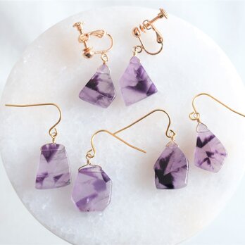 Trapiche Amethyst earring：トラピッチェアメジスト　2月誕生石　ピアス・イヤリングの画像