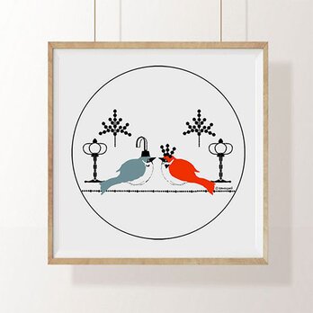季節のイラストレーション_[小鳥のひなまつり]　インテリアイラストポスターの画像