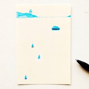 ⑨「静かな海」ポストカード　※同柄3枚の画像