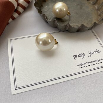 主役級イヤリング！18mm! Japan Vintage pearls earrings　クリームホワイトパールの画像