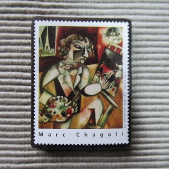 フランス　美術「シャガール」切手ブローチ7812の画像