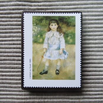 フランス　美術「ルノアール」切手ブローチ7815の画像