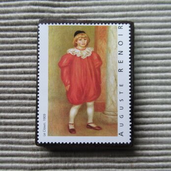 フランス　美術「ルノアール」切手ブローチ7816の画像