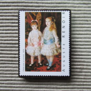 フランス　美術「ルノアール」切手ブローチ7817の画像