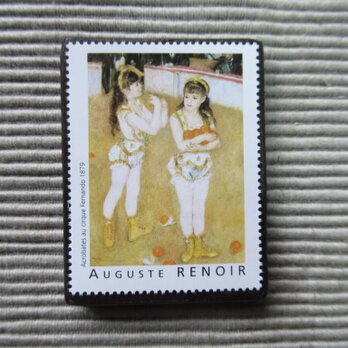 フランス　美術「ルノアール」切手ブローチ7818の画像