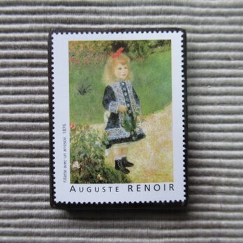 フランス　美術「ルノアール」切手ブローチ7819の画像