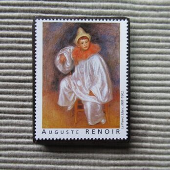 フランス　美術「ルノアール」切手ブローチ7820の画像