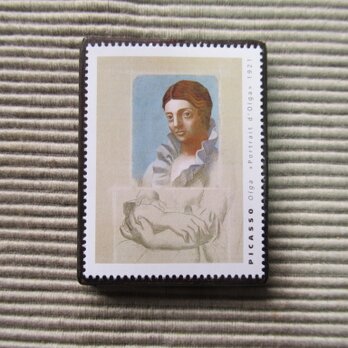 フランス　美術「ピカソ」切手ブローチ7822の画像